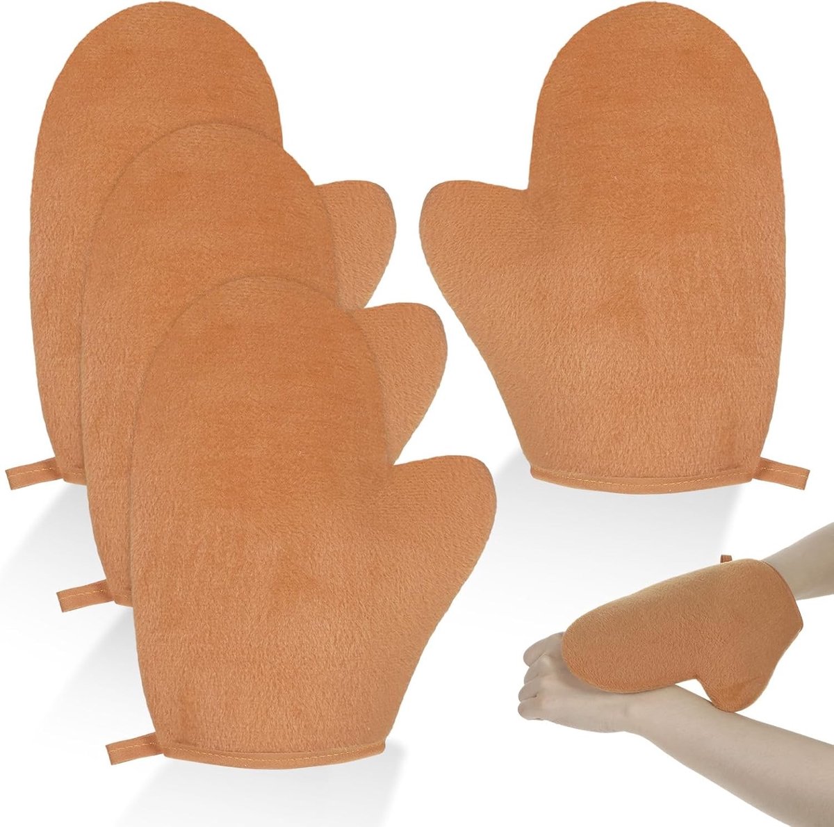 Set van 4 Herbruikbare Zelfbruiningshandschoenen - Dubbelzijdige Applicator voor Tanning Lotion, Wasbare en Comfortabele Handschoenen voor een Egale Bruiningsresultaat