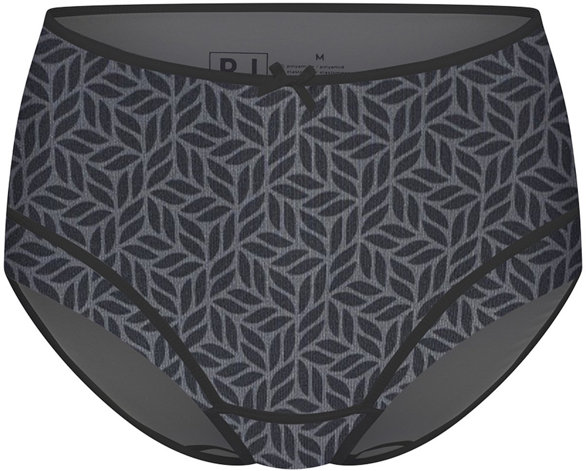 RJ Pure Fashion Dames Maxi Brief Grey Black Leaves S