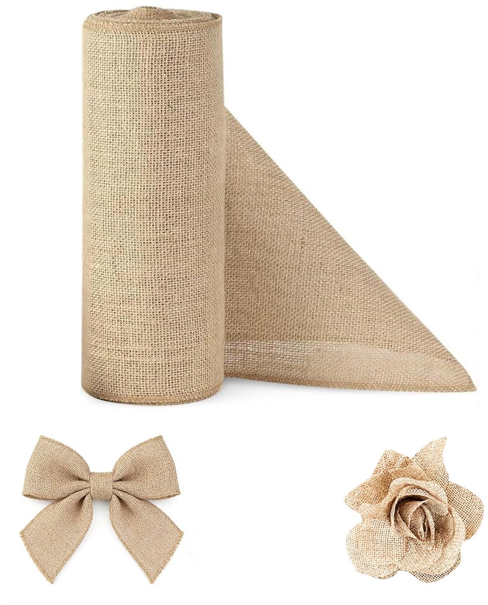 Tafelloper Rol 30cmx10m, 100% Natuurlijke Jute Stof, Snijdbaar Vintage Decoratie Materiaal, Ecologisch en Duurzaam, Ideaal voor Bruiloften, Feesten, Desktop decoratie