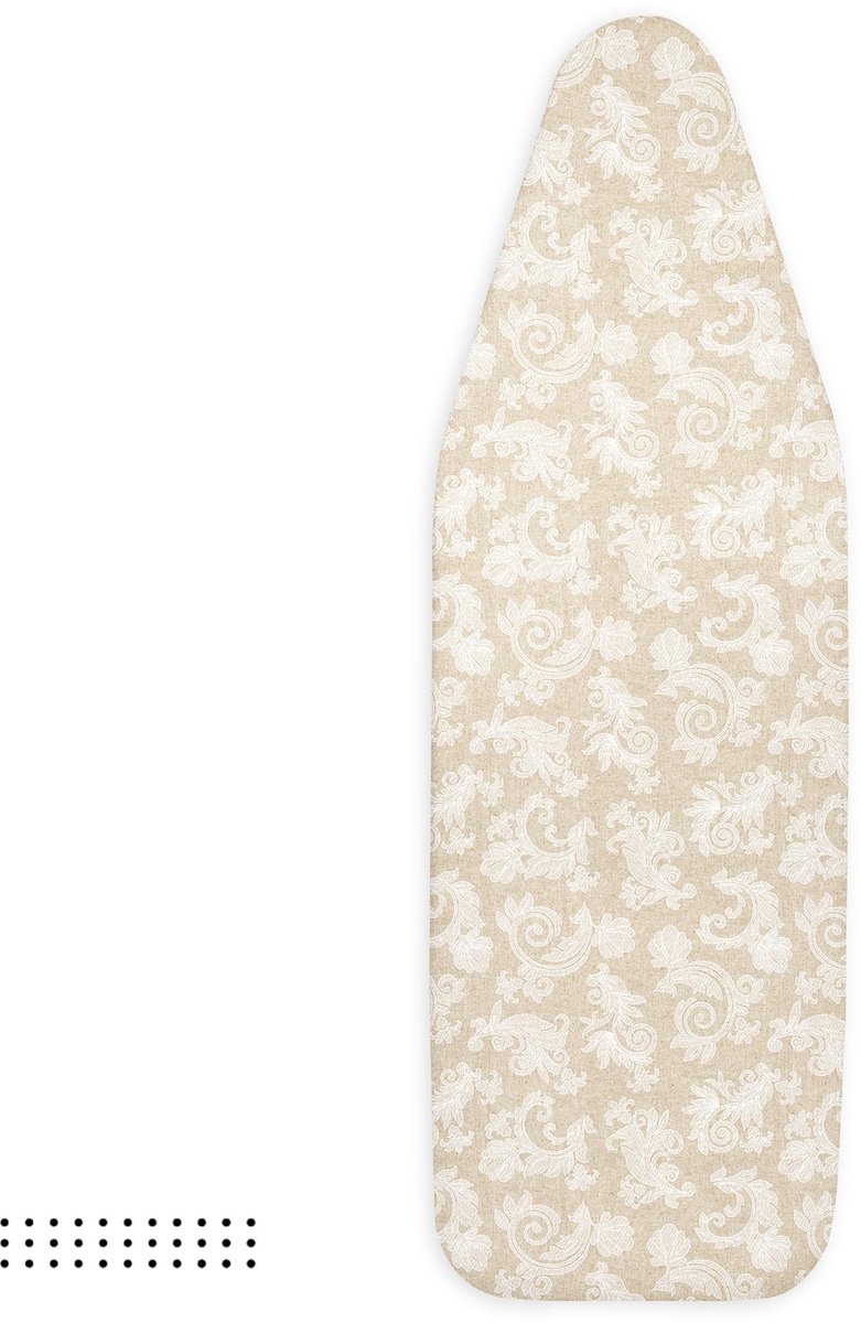 Strijkplankhoes met 4 mm extra dik viltkussen voor stoompers - beige - (geschikt voor standaard planken van X-Large 135 x 45 cm) elastische pasvorm, warmte-isolerend, beschermend