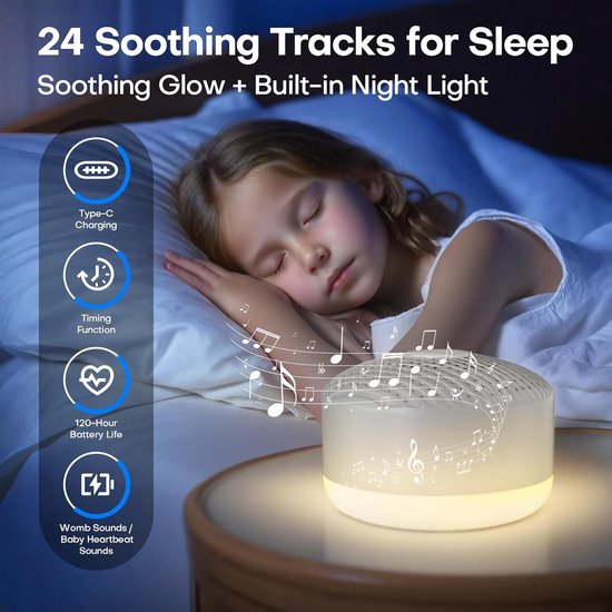 Mini Portable White Noise Sound Machine for Sleep, 24 Soothing Sounds, Sleep Sound Device for Adults, Babies & Kids, Ideal Travel Sound Machine van MINI — afbeelding 5