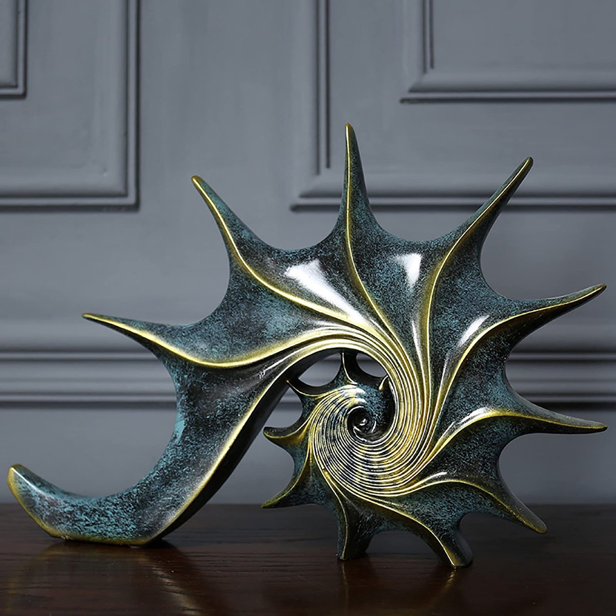 Decoratieve Beeldschelp Gemaakt Van Polyresin Moderne Decoratieve Figuur Sculptuur Kantoor Woonkamer Om Te Decoreren 40,5 X 28 X 5,5 cm,Blauw