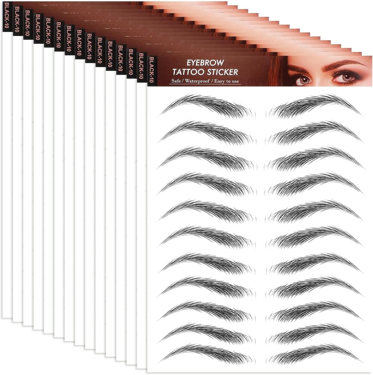 15 Stukken 4D Haarachtige Waterdichte Wenkbrauw Tattoos, Wenkbrauw Transfer Stickers voor Vormgeving en Verzorging, Langdurige en Natuurlijke Look