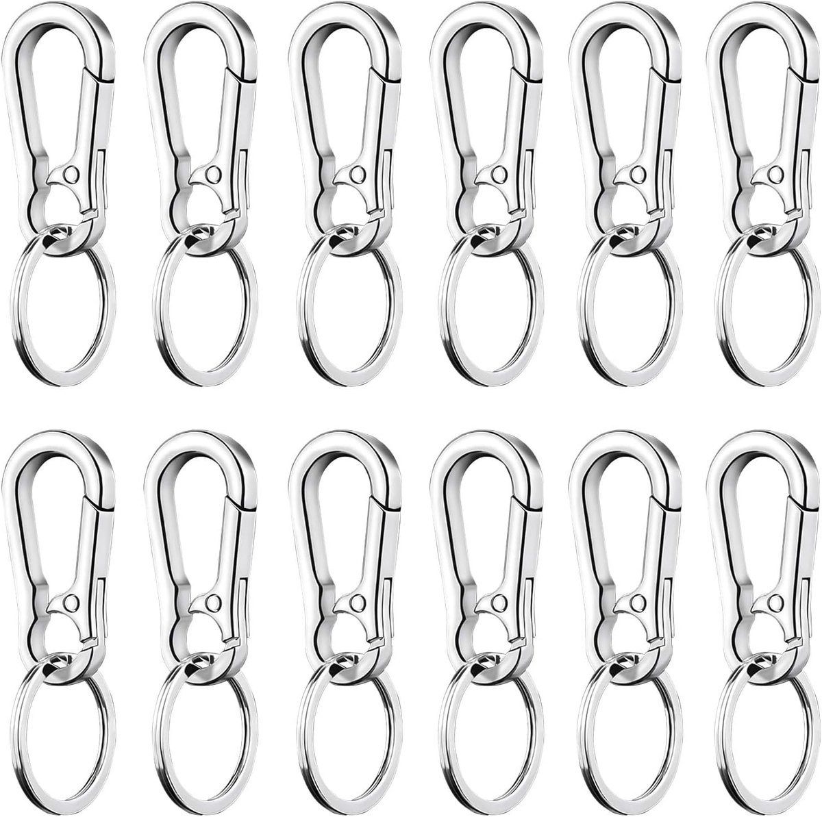 12 stuks karabijnhaken, sleutelhanger, multifunctionele sleutelhanger, karabijnhaak, kleine karabijnhaak, sleutelhanger, voor autosleutels, afneembare karabijnhaak
