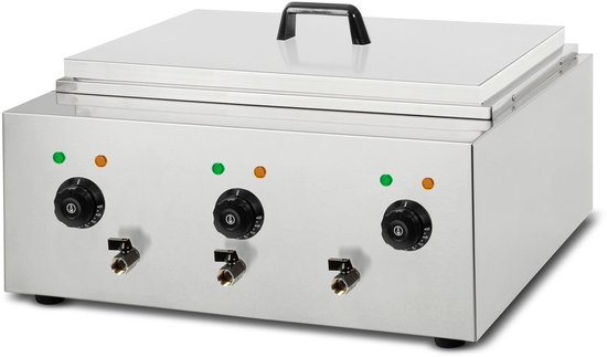 VERTES Gastro pastakoker, roestvrij staal, elektrisch, 3 x 1700 watt, 3 aparte kookbakken van elk 6 liter, 6 pastamandjes, 3 aftapkranen, 3 temperatuurinstellingen van eberth — afbeelding 4