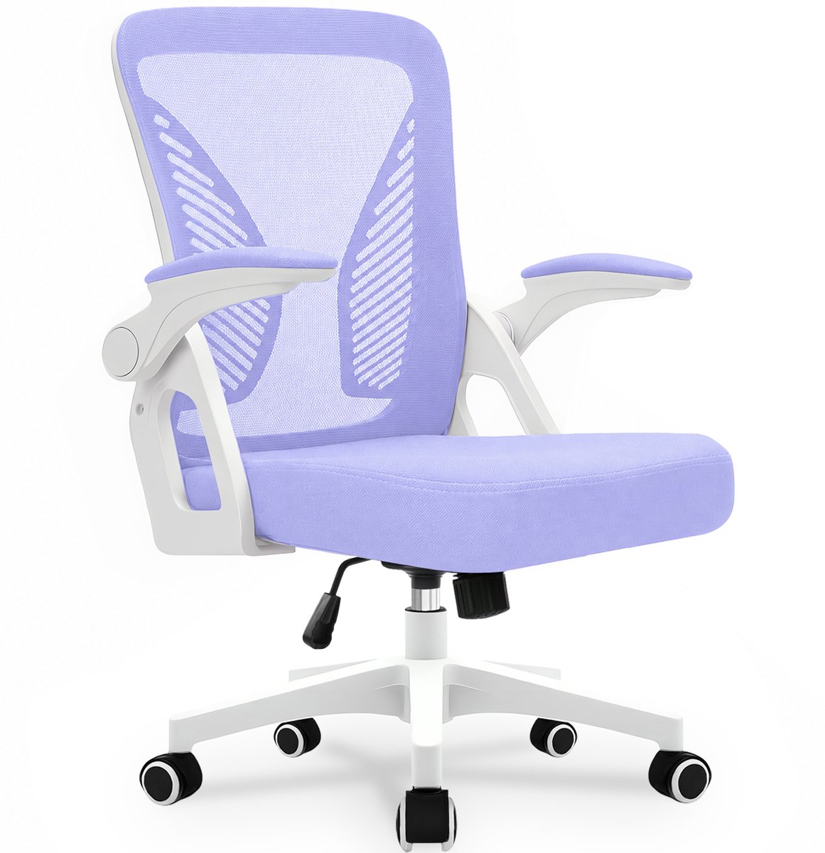 Milacyee Bureaustoel - Ergonomische Bureaustoel – Verstelbare Gaming/Computerstoel met Mesh Rug & Lendensteun – 90° Opklapbare Armleuningen – Directiestoel met Stille Wieltjes – Tot 102 kg Belasting - Paars - Geschikt voor thuiswerk en kantoor