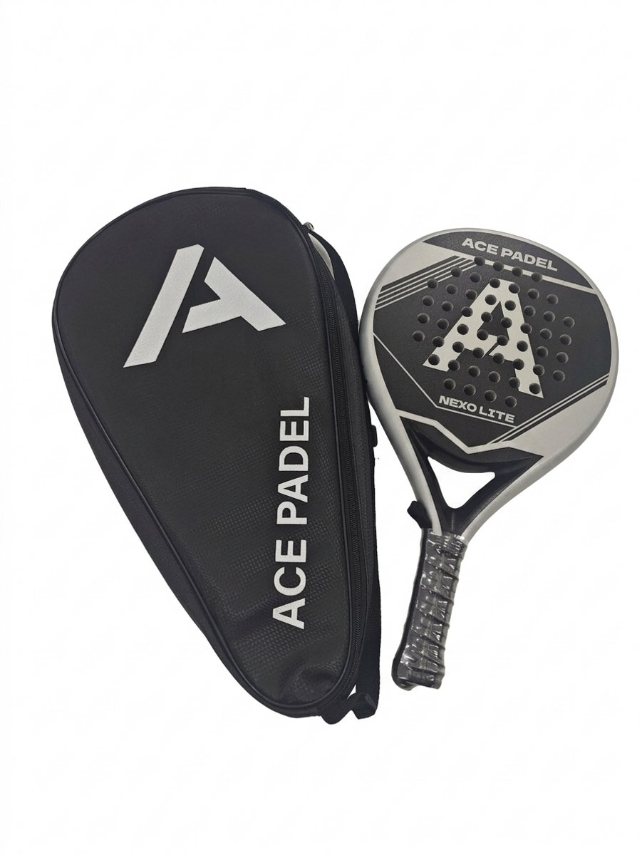 Ideaal beginner Padelracket - Inclusief Luxe Racket tas - Ronde vorm - 100% carbon - Chrome