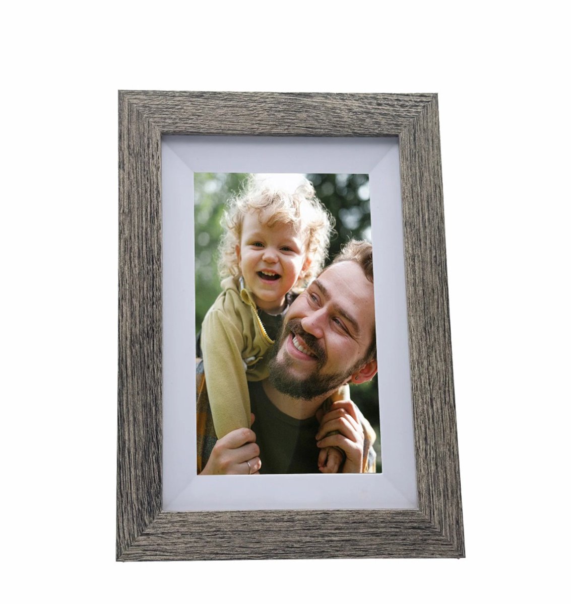 Bol.com Pora&Co - Digitale fotolijst met WiFi en Frameo App -8 inch – HD -IPS Display – Donker Bruin/Wit - Micro SD – Touchscreen aanbieding