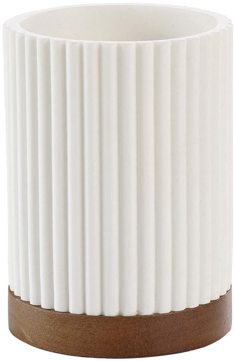 douceur d'intérieur, Mok (diameter 8 x 10,8 cm) Niagara wit, polyhars en acacia