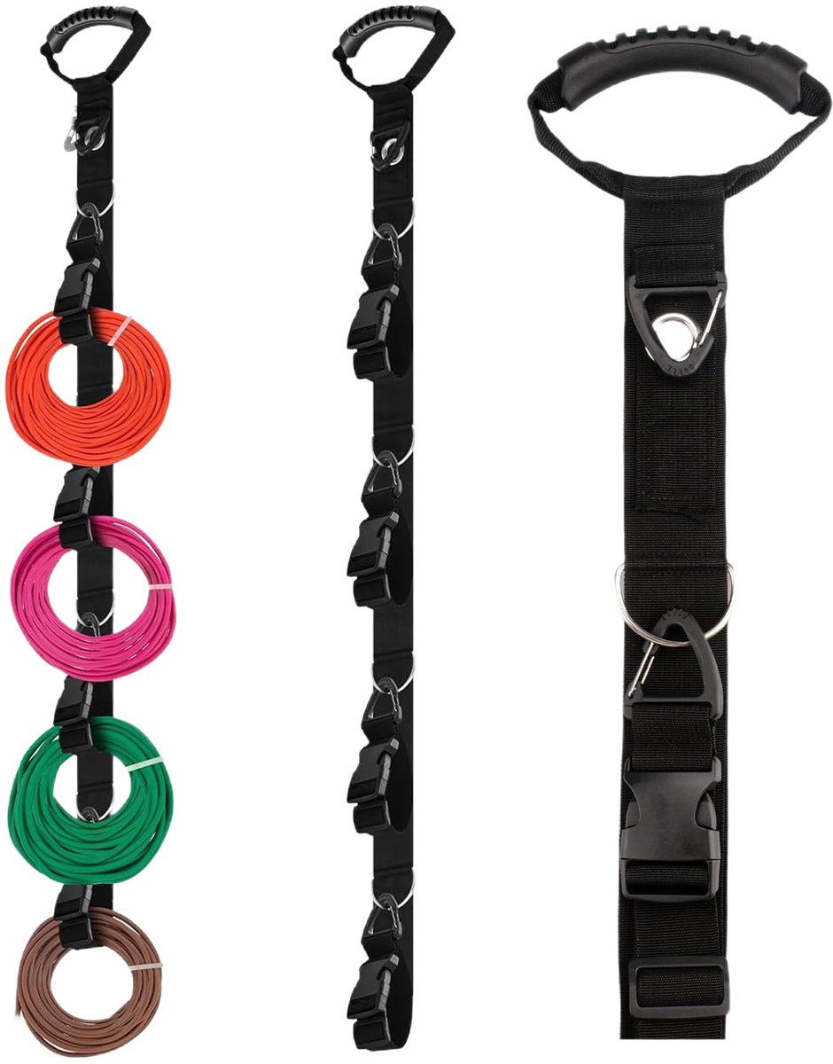 Kabelorganizer met 4 verstelbare sleuven, robuuste verlengkabel, hanger voor werkplaats, tuin en garage, zware belasting, slanghouder met soft-handgreep, 45 cm veelzijdige opbergriem