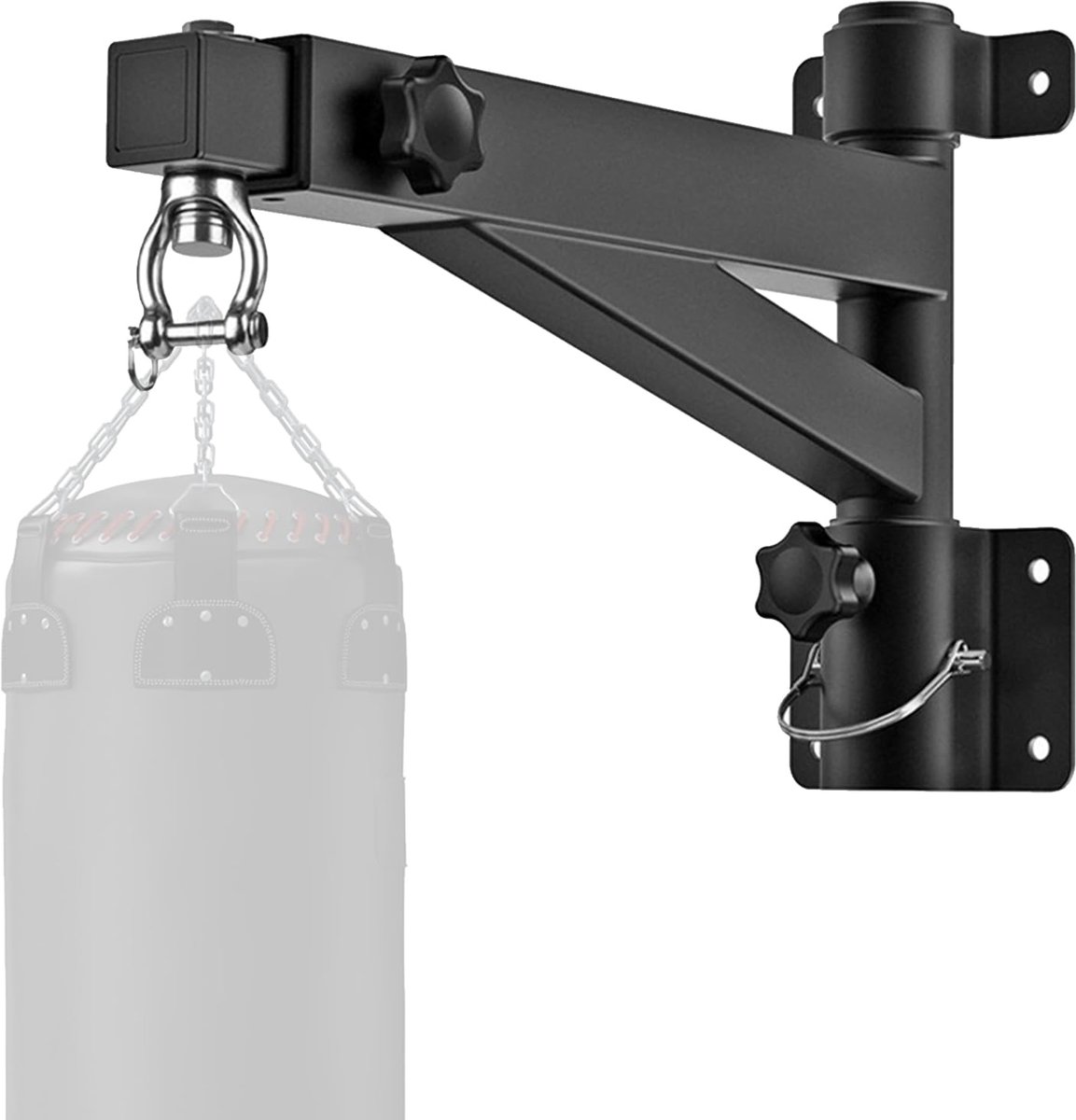 hangende standaard, instelbaar, wandrek, robuuste bokszakhouder, verstelbare lengte ophangingen voor zandzakken, montageaccessoires voor thuis, fitnessstudio, binnenshuis, zwart
