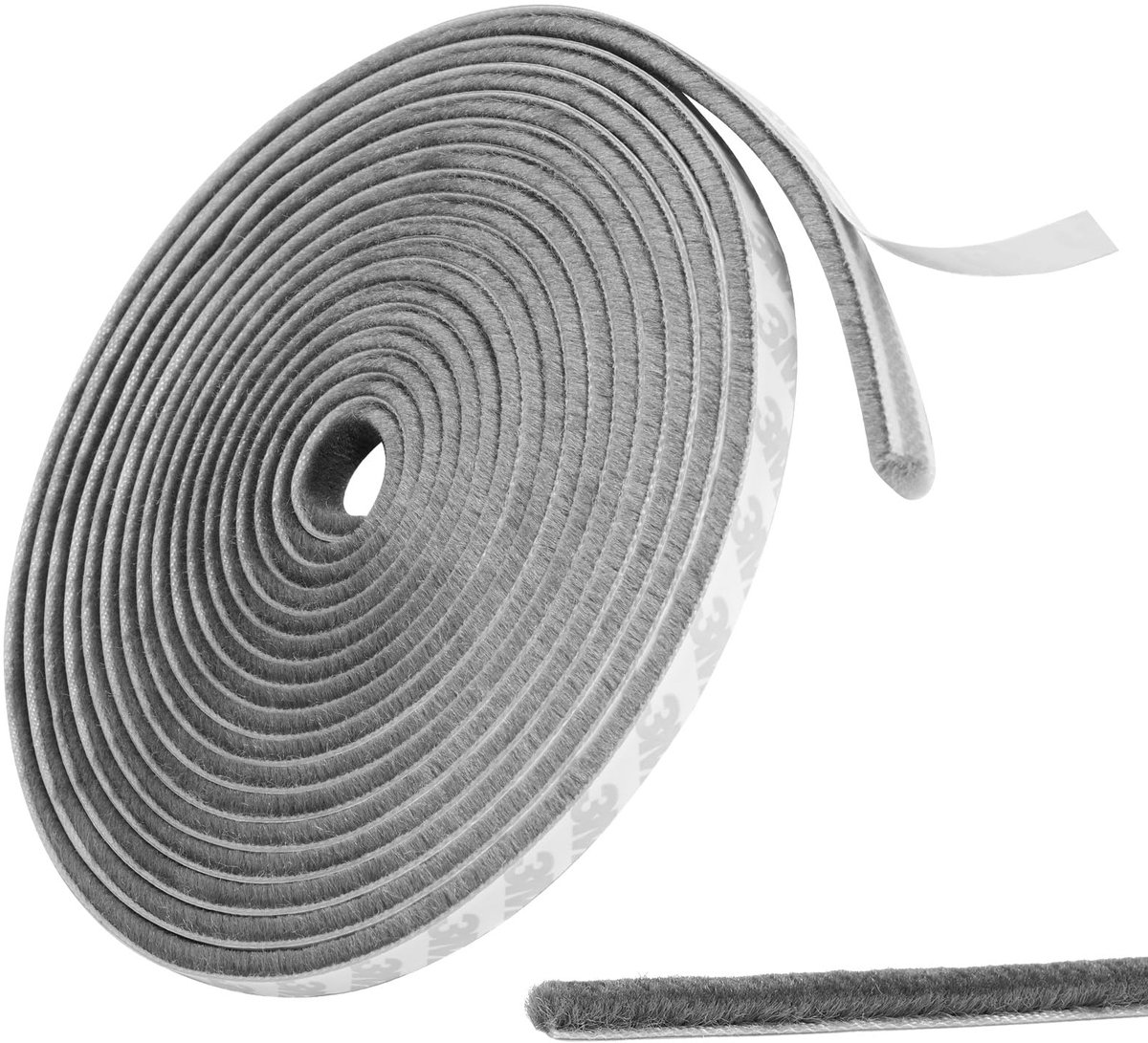 Tochtstrip voor Ramen, 0,9x0,4cm Zelfklevende Geluidsdichte Deurafdichtingsstrip voor Winterisolatie en Geluidsreductie Deur- en Raamspleetvuller (Grijs)