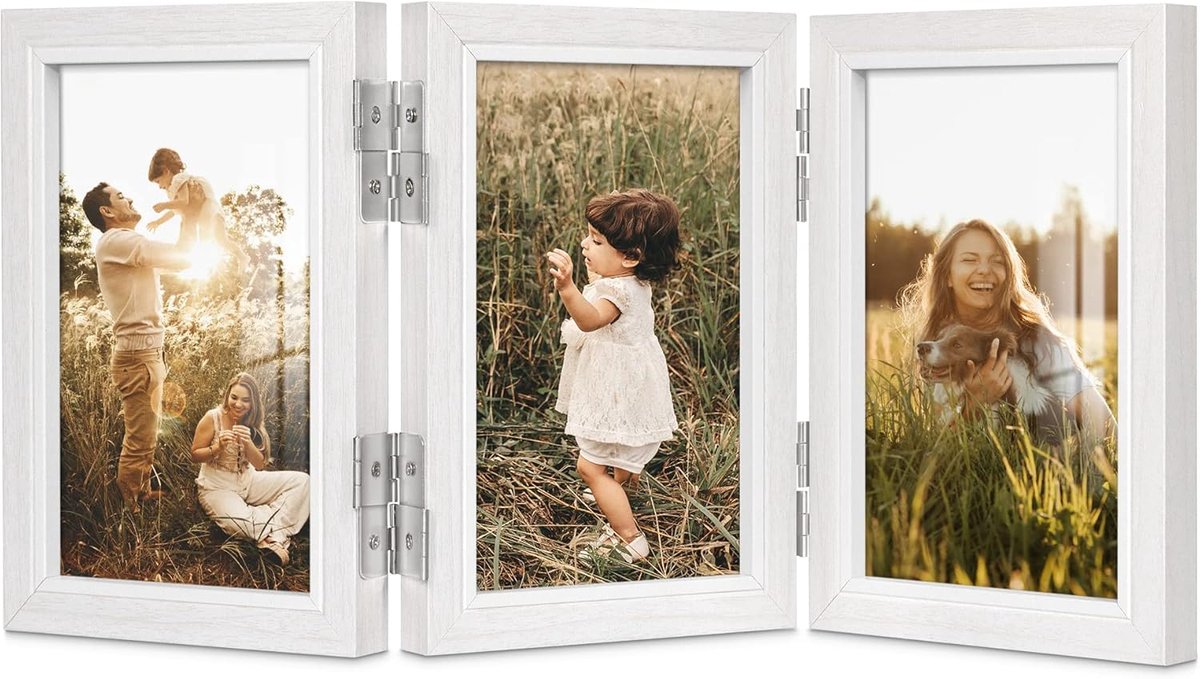 Lijsten Multi met 360° Vouwscharnier, Houten Familielijst voor Tafelblad en Muurbevestiging, Cadeau voor Vrienden met Kerstmis en Thanksgiving Day