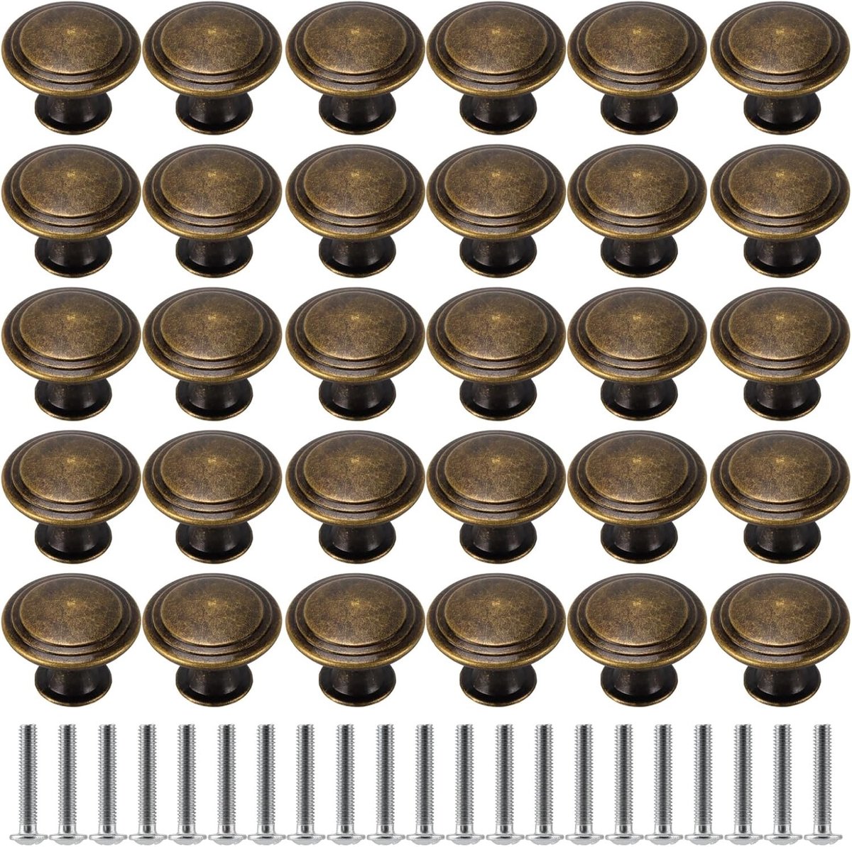 Vintage Bronzen Kastknoppen 30mm - 30 Stuks Ronde Ladehandgrepen voor Keukenmeubilair en Deuren