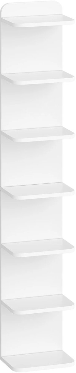 Lilac & Lily Boekenkast - Smalle Kast - 7-laags Wandplanken - Scandinavisch Design - Afgeronde Hoeken - 186 x 30 x 24 - Wit