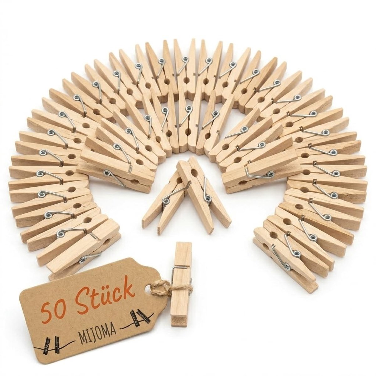 Dailygoods- Wasknijpers Hout - Mini Wasknijpers - Decoratieve Klemmen - Knutselen - 50 Stuks - 50 mm - Knijpers