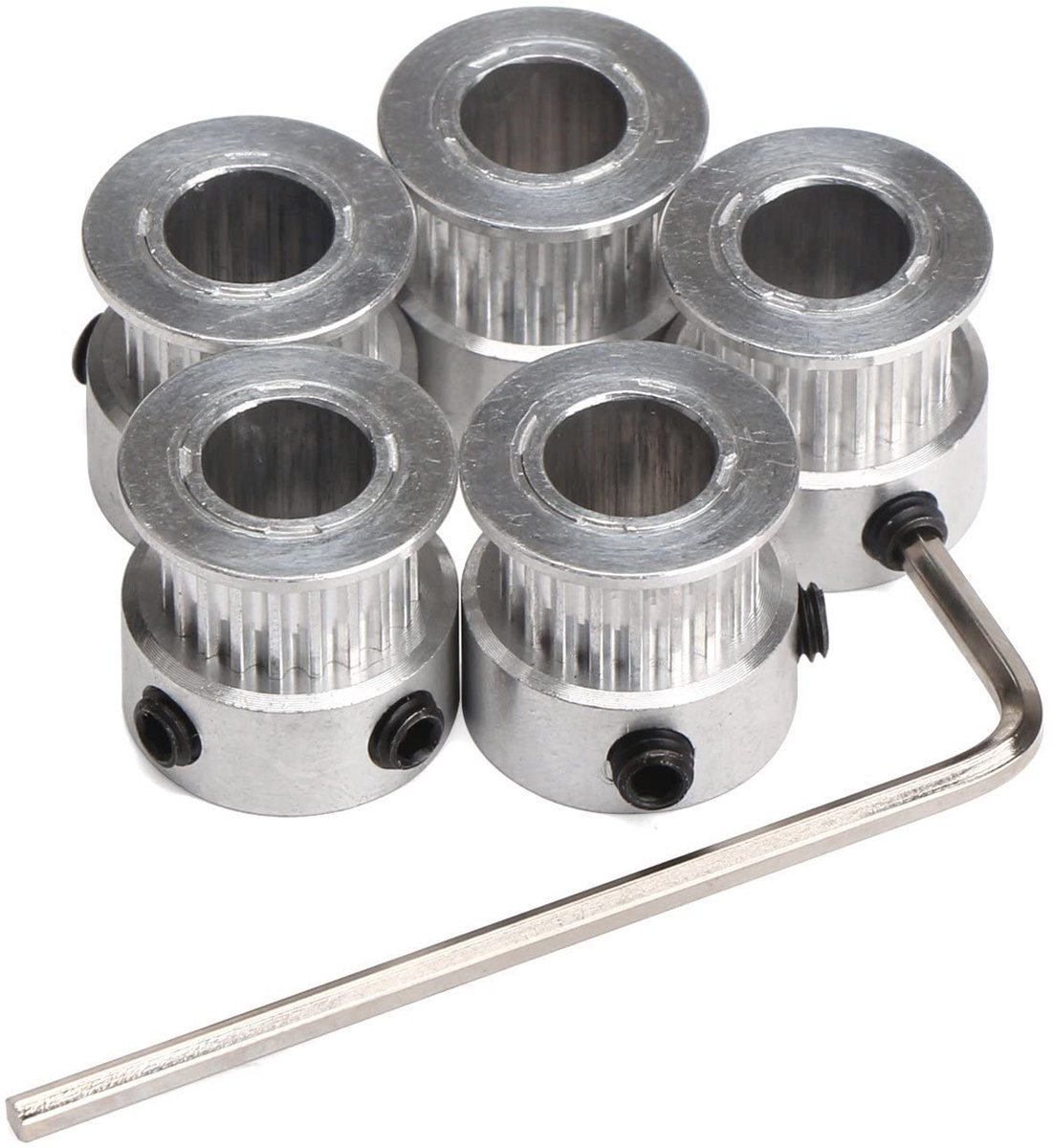 Timing Riem Katrol - Tandwiel Poelie - 3D Printer Bouwen - 20 Tanden Aluminium - 8mm Boring 6mm Breedte - Zilver