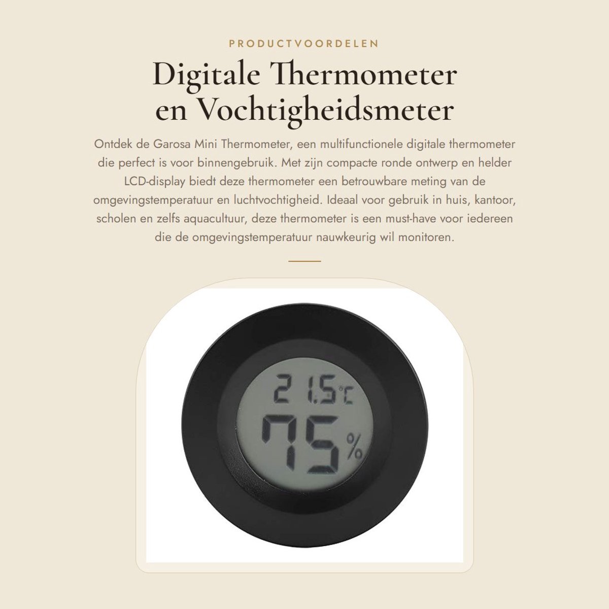 Dailygoods - Digitale Thermometer en Vochtigheidsmeter - Nauwkeurige metingen - Zwart - Gebruiksvriendelijke interface - LCD scherm - Temperatuur- en...