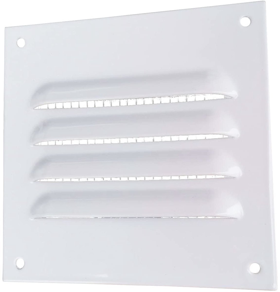 Dailygoods- Ventilatierooster 10 x 10 cm - Metalen Rooster - Insectenbeschermingsnet - Eenvoudig te Monteren - Montageafmetingen 48,6 x 38,6 cm - Wit - Luchtrooster