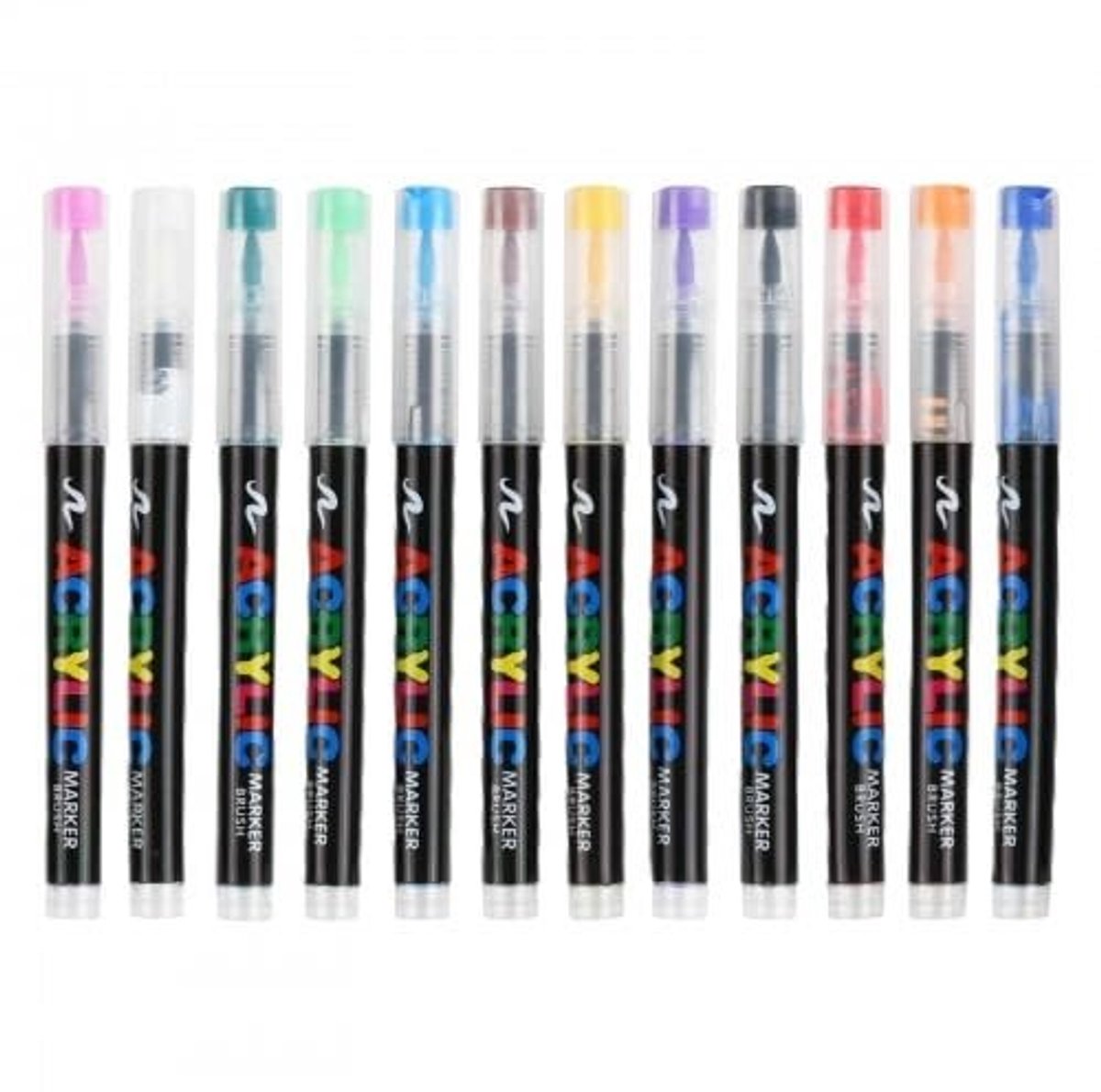 Dailygoods - Set van 12 acrylstiften, fijne punt met niet-giftige waterdichte inkt, permanente marker voor kunst en handwerk, heldere kleuren