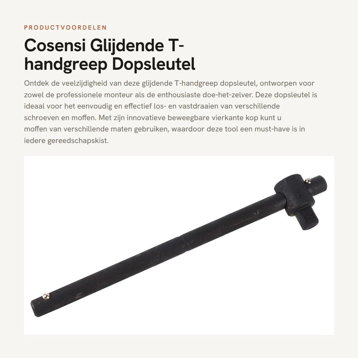 Dailygoods- Dopsleutel Heavy Duty - T-handgreep - Beweegbare Kop - Hoogwaardig Staal - Slijtvast - Ergonomisch Ontwerp - Sleutel