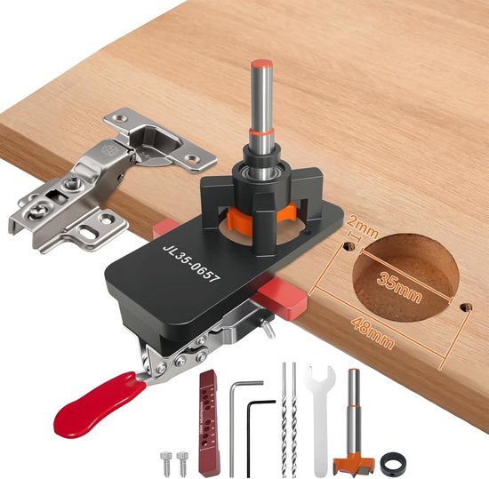 35mm Scharnierboormal, Boormal Voor Meubelconstructie Gereedschap Voor Het Afstellen Van Deurscharnieren Voor Installatie Van Verborgen Deuren Aluminiumlegering Scharniermal Houtbewerkingsgereedschap — afbeelding 5