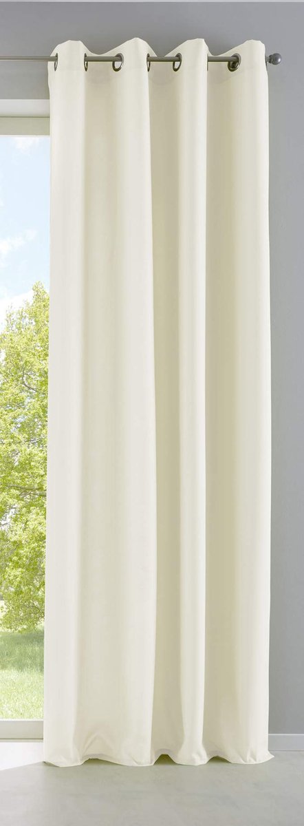 Gordijn ondoorschijnend gordijn mat lichtdoorlatend »PALERMO« met oogjes en embrasses Dekoschal HxB 245x140 cm crème, 10000265