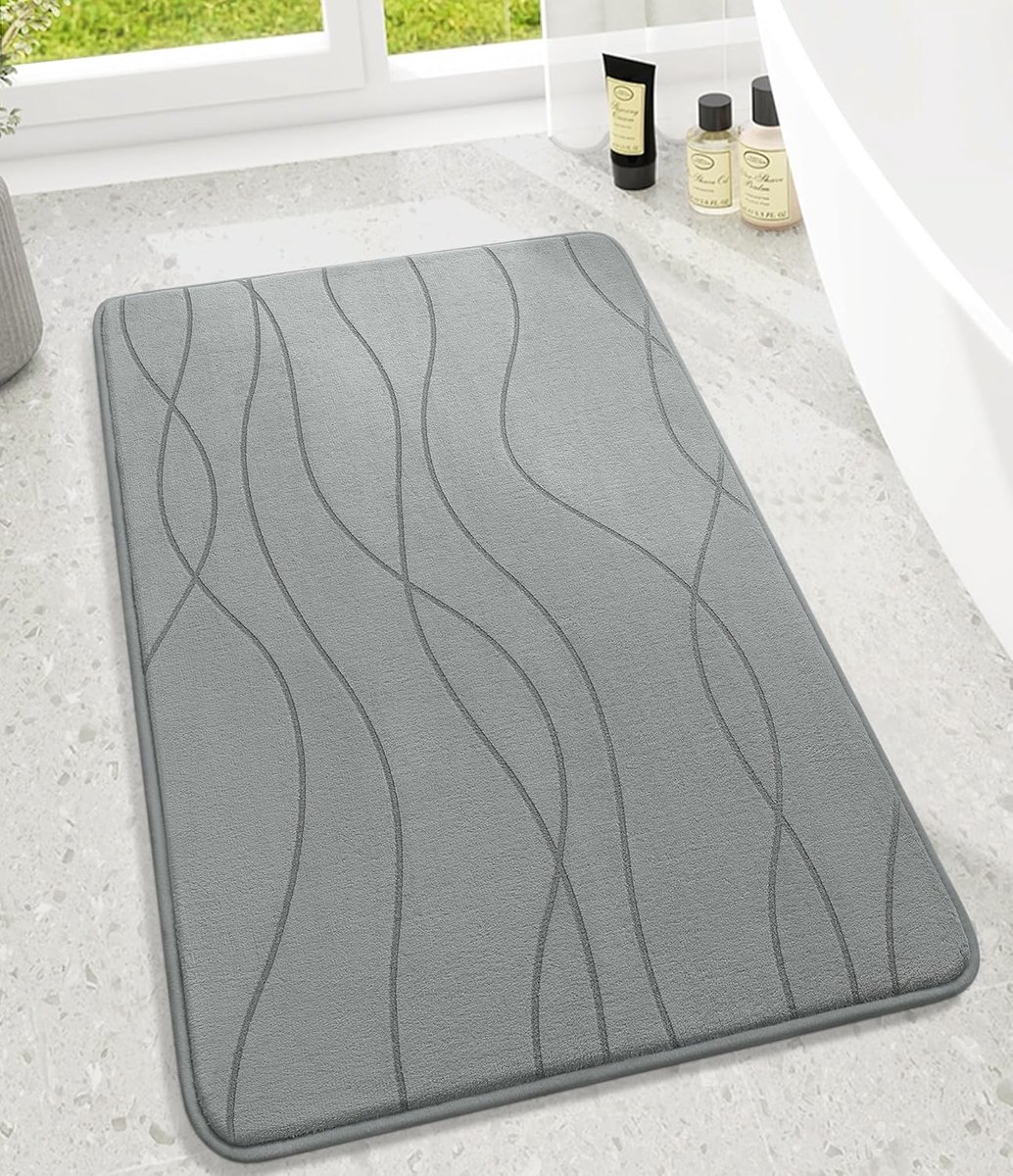 Memory Foam Badmat - Antislip, Wasbaar en Zacht - Absorberende Douchemattens voor Badkamer, Grijs, 60 x 90 cm