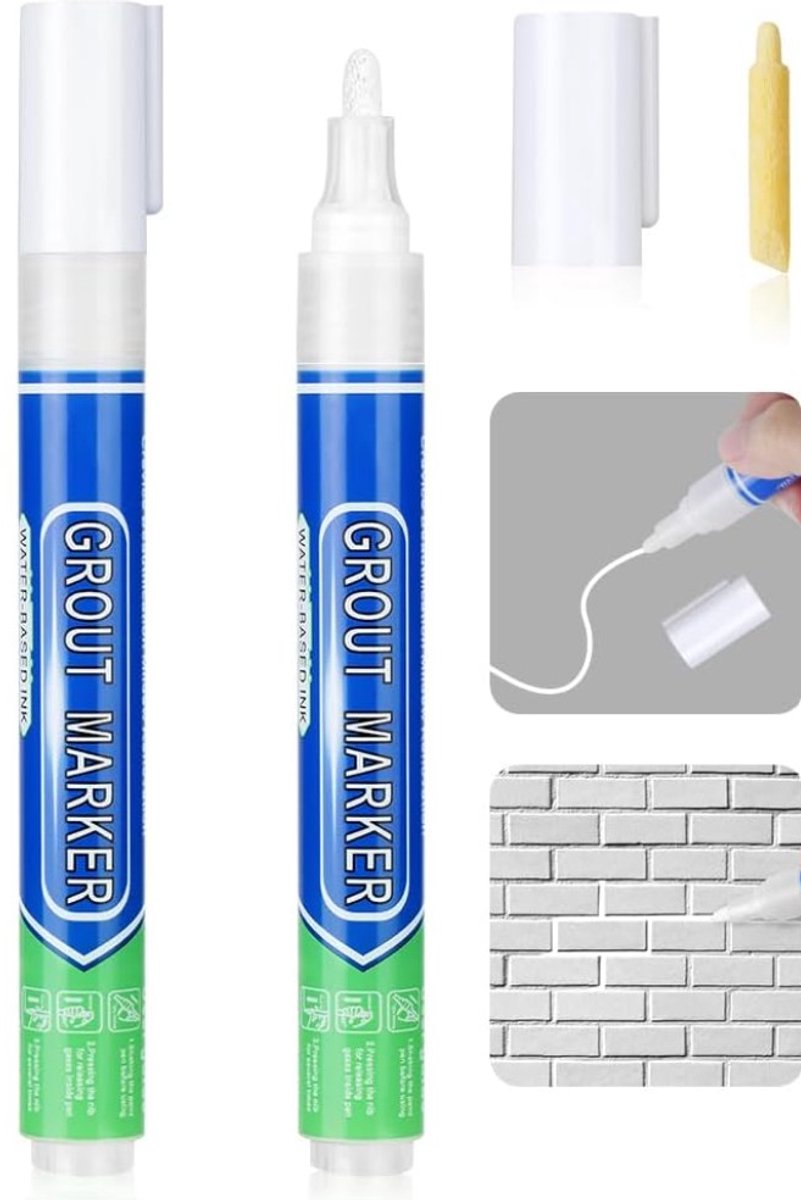 Voegenstift Wit – Voegenmarker – Voegenpen – Voegverf Pen – Voegstift – Voegen Kleuren en Opfrissen – Tegelvoegen Reinigen – Voegkleuring – Tegelvoeg Marker – Badkamer, Keuken en Toilet