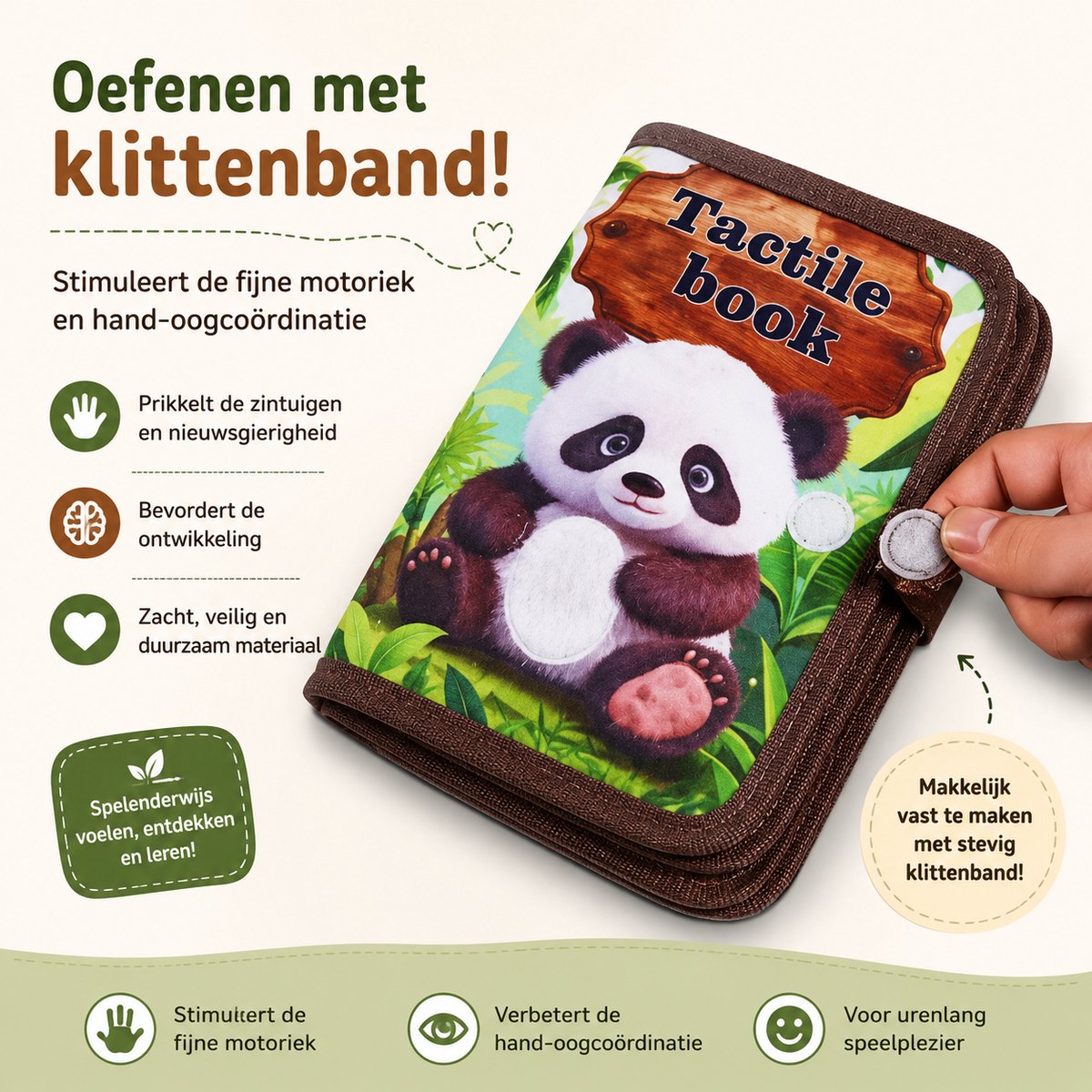 Montessori -Busy Book - Panda-Voelboek- Sensorisch Speelgoed - Activiteitenboek - Fijne Motoriek - Peuters - Leeftijd 1 tot 3 Jaar — afbeelding 2