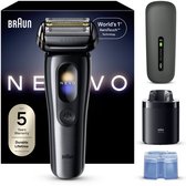 Rasoir électrique Braun NEVO - avec technologie AeroTouch - Écran intelligent - Incluant le système de soin NEVO 7en1 - Étui de voyage avec alimentation - NEVO17010C - Graphite - Rasoir pour hommes