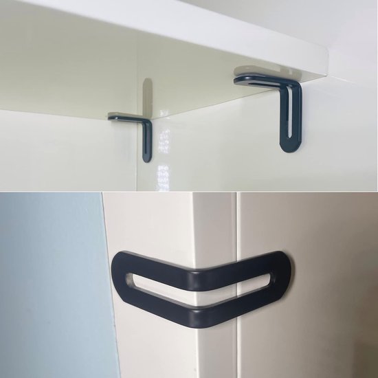 verstelbare Hoekverbindingen Haakverbinder Hoekverbinding Hoekbeugels - 10st 48x48x2.9mm 90 Graden Gezamenlijke Haakse L Beugel voor Meubels Houten Kasten Planken, Roestvrij staal, zwart — afbeelding 5