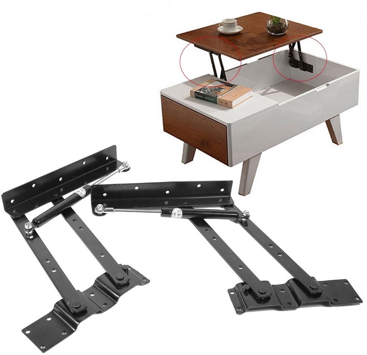 Dailygoods- Salontafel Zwart - Heavy Duty Staal - Antiroest - Hydraulisch Scharnier - Corrosiebestendig - Laadvermogen 50 kg - Opklapbare Tafel