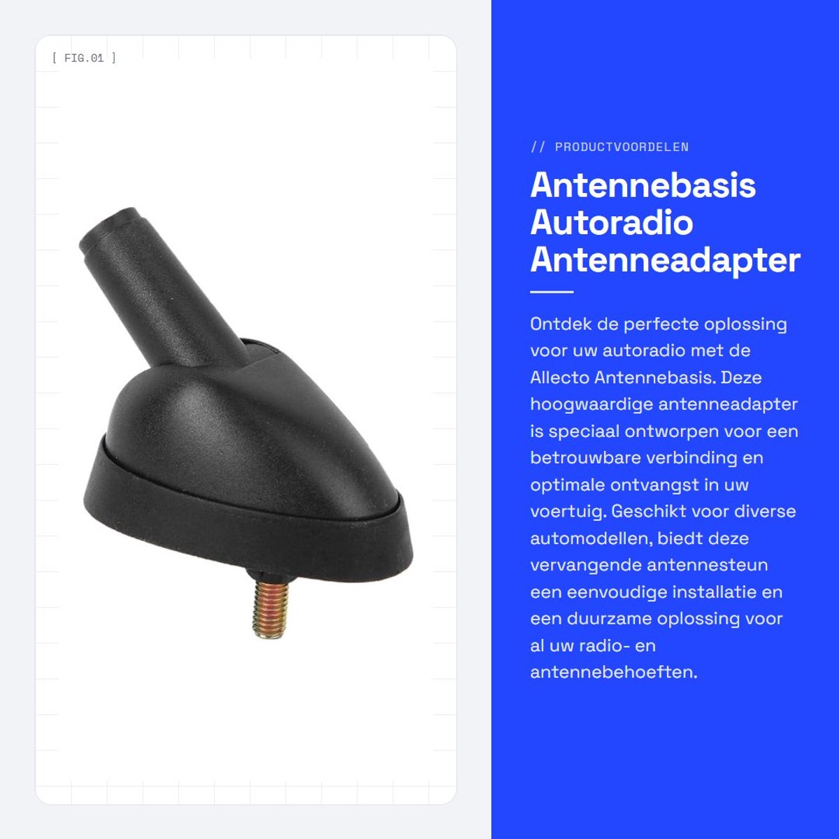 Dailygoods - Antennebasis - Autoradio Antenneadapter - Vervangende antennesteun - ABS - Antennestekker - Geschikt voor diverse voertuigen - Kleur zwart