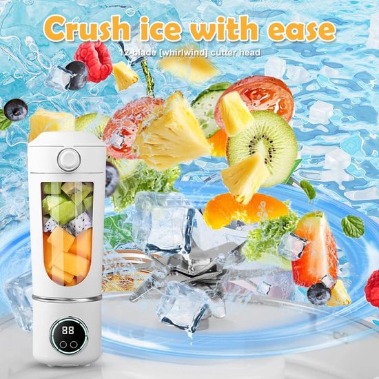 Draagbare Blender - Smoothie Maker - Gezonde Drankjes Maken - 12 Roestvrijstalen Messen - 700ml Capaciteit - Wit — afbeelding 2