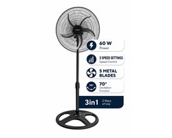 Asir - Staande Ventilator/Fan - Staande Staande Ventilator - 100% ABS - 50 x 50 x 132 cm