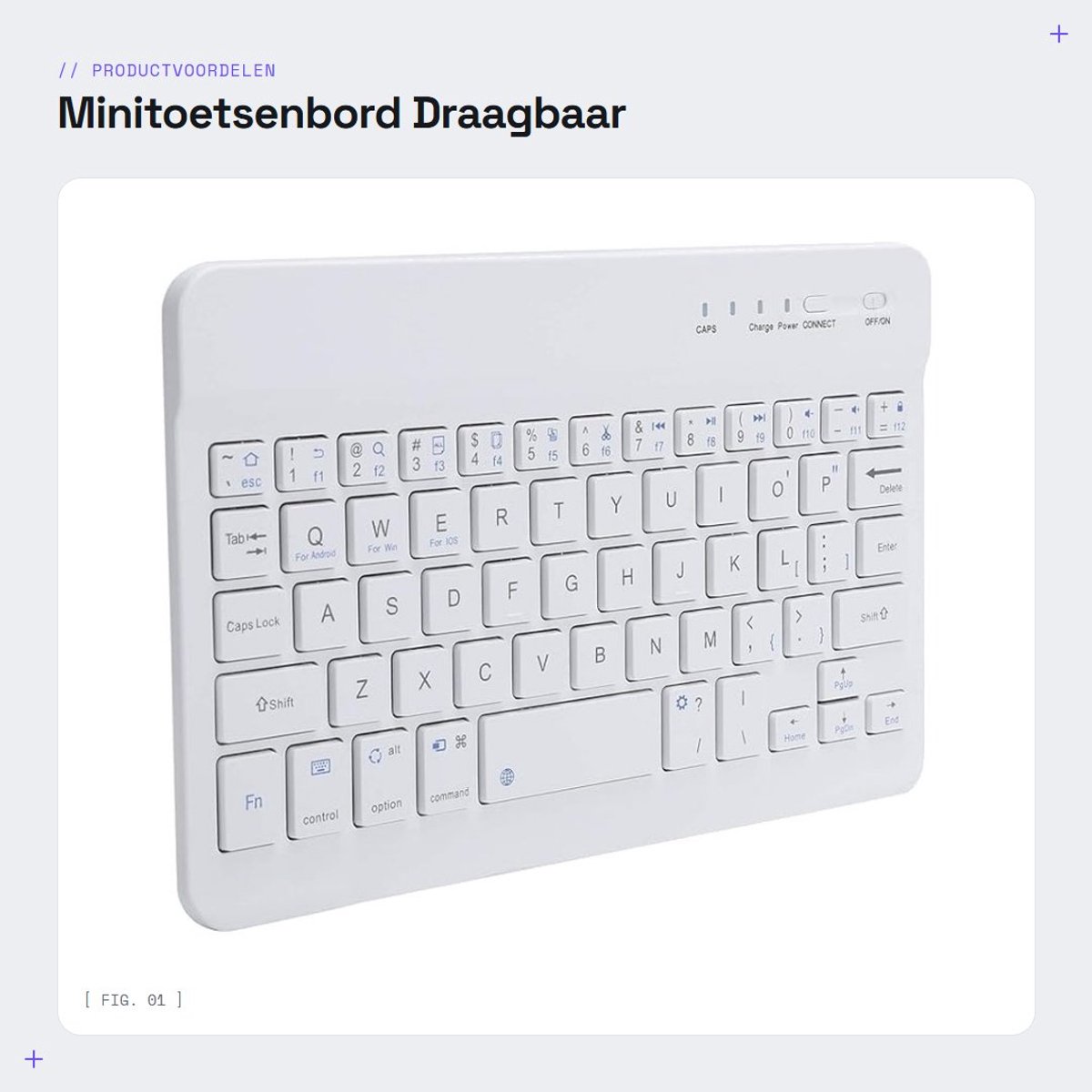 Dailygoods - Minitoetsenbord - Draagbaar Bluetooth-toetsenbord - Wit - Perfect voor tabletgebruikers - Schattig ontwerp - Geschikt voor studenten en t...