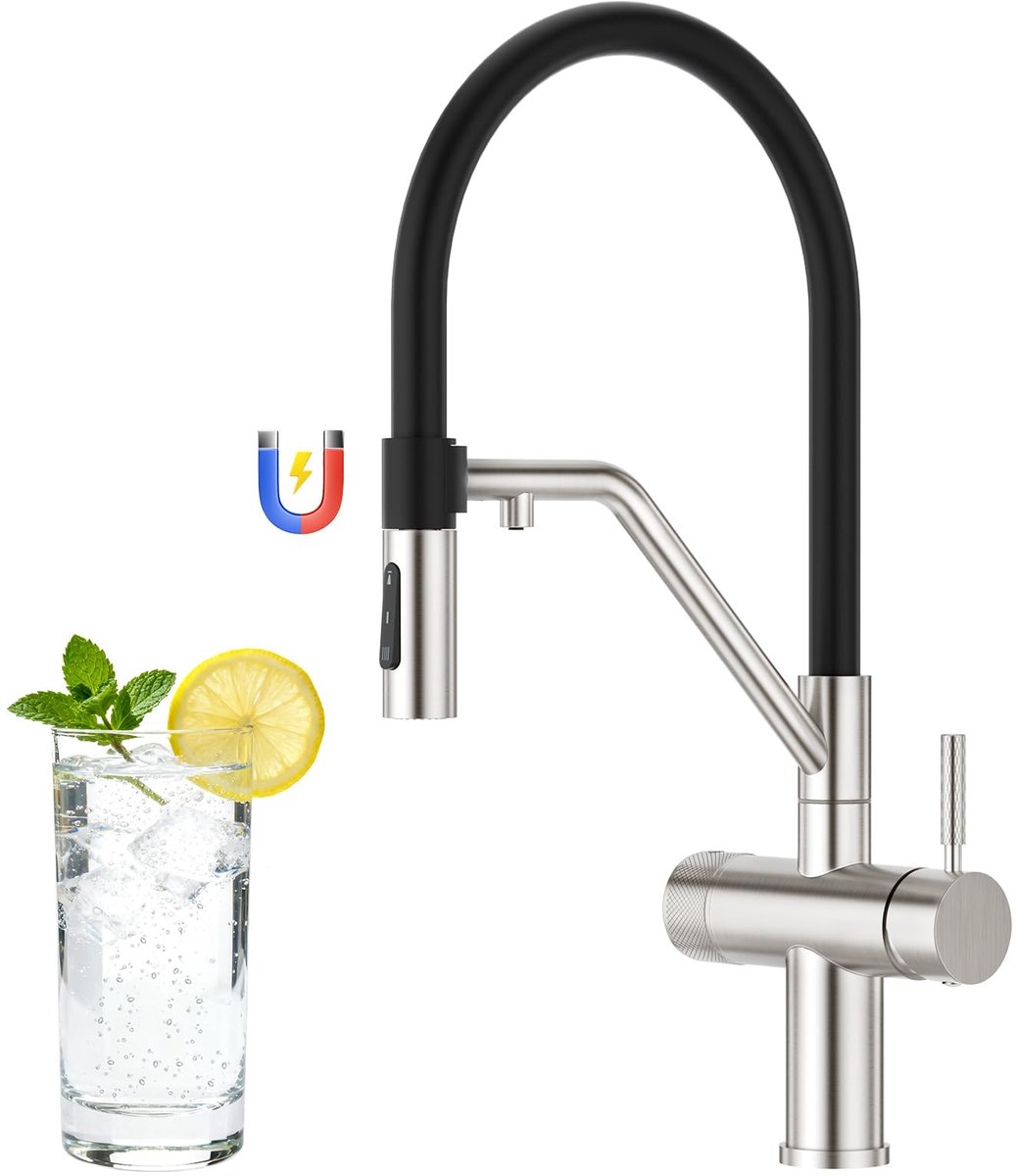 Dailygoods - 4-Wege Keukenkraan met Flexibele Slang - Roestvrij Staal