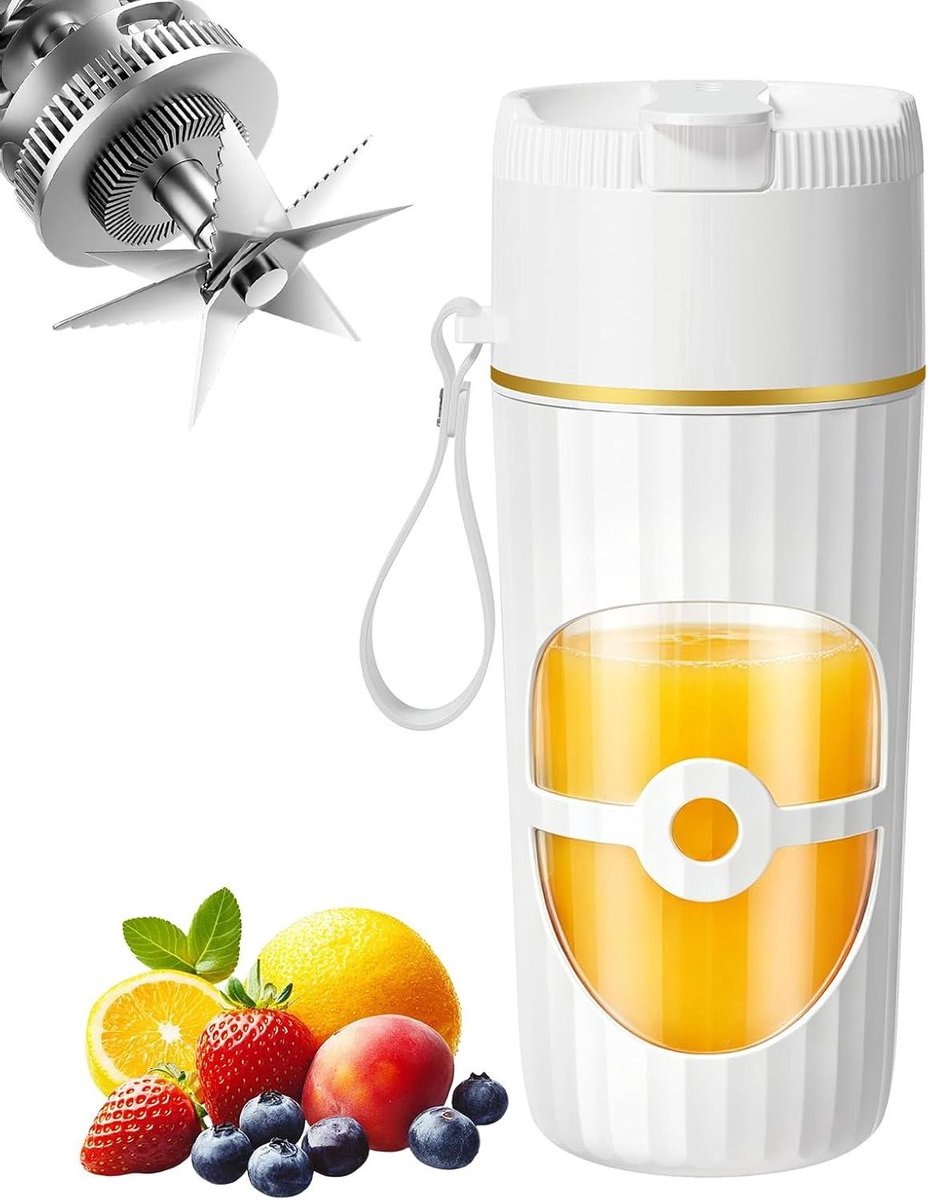 Draagbare Mixer - Smoothiemaker USB - Gezonde Dranken Maken - 10 Roestvrijstalen Messen - 400 ml - Wit
