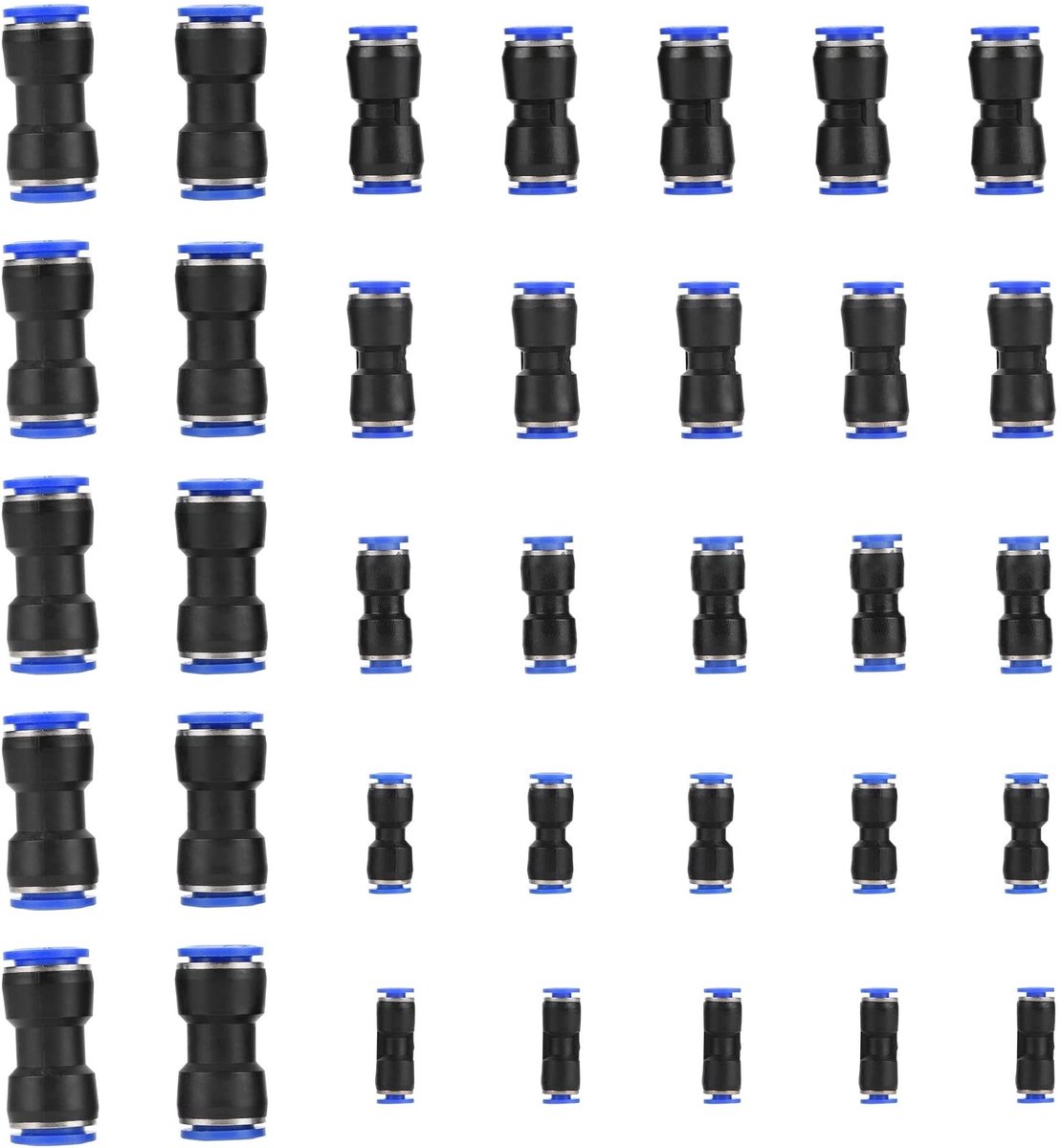 Dailygoods- Pneumatische Connector 40 Stuks - Snelkoppeling 6/8/10/12 mm - Slangkoppelingen - Drukconnector - Kunststof Aansluitingen - Flexibel en Slijtvast - Slangkoppeling