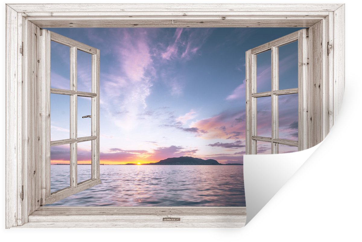 Muurstickers - Sticker Folie - Doorkijk - Zee - Eiland - 120x80 cm - Plakfolie - Muurstick
