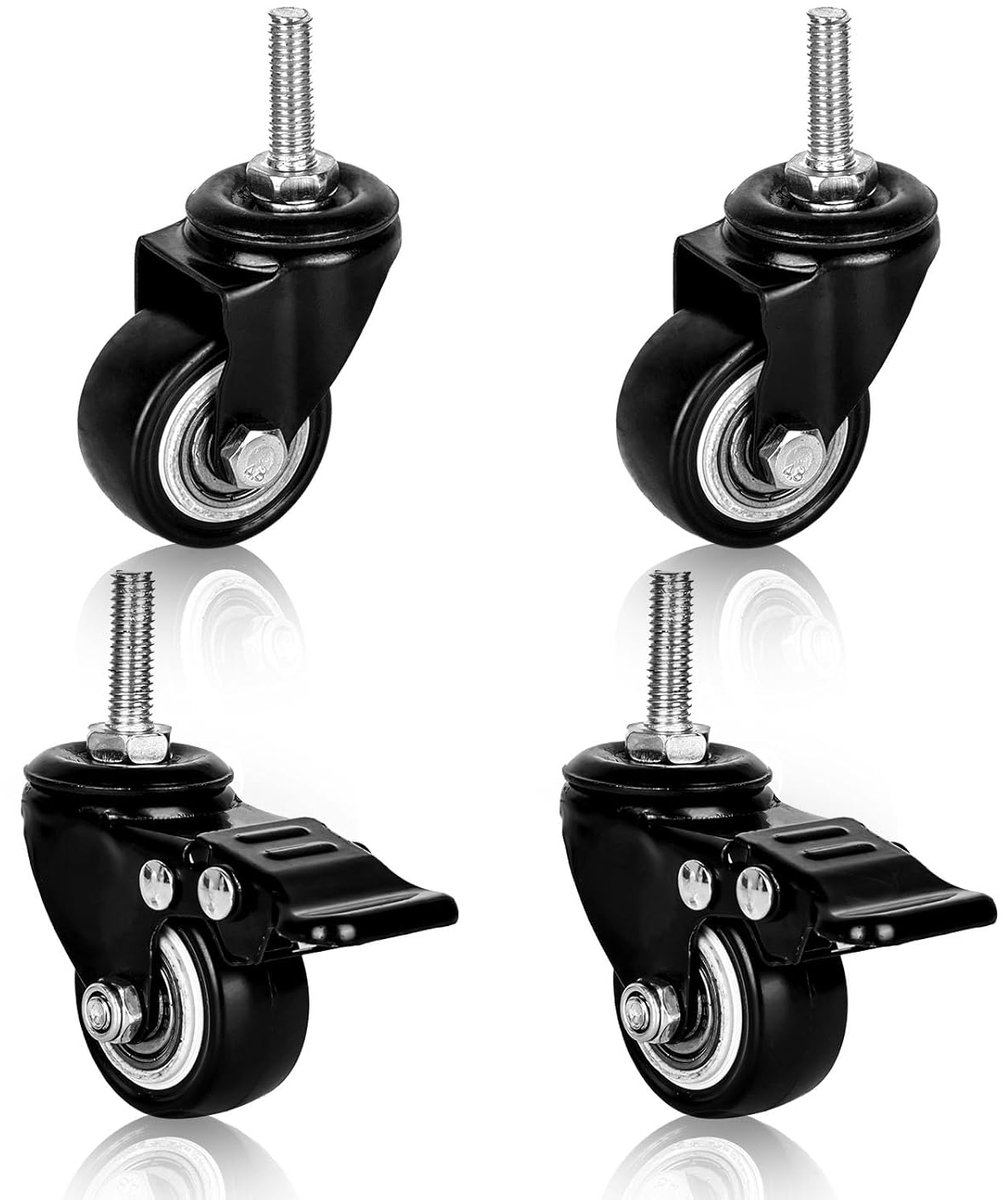wielen M8 heavy duty wielen meubelwielen schroefdraad m8 wielen voor meubels zware belasting zwenkwielen rubber meubels roller zetelwielen outdoor castors 2 met rem en 2 zonder remmen