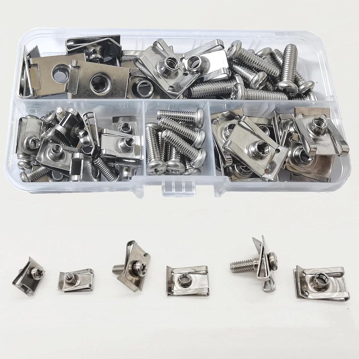 Sets) schroefdraadclip moeren set U-type plaatmoeren M4 M5 M6 klikmoeren set plaatmoeren assortiment platte hoekmoeren voor auto universele bevestigingsmiddelen