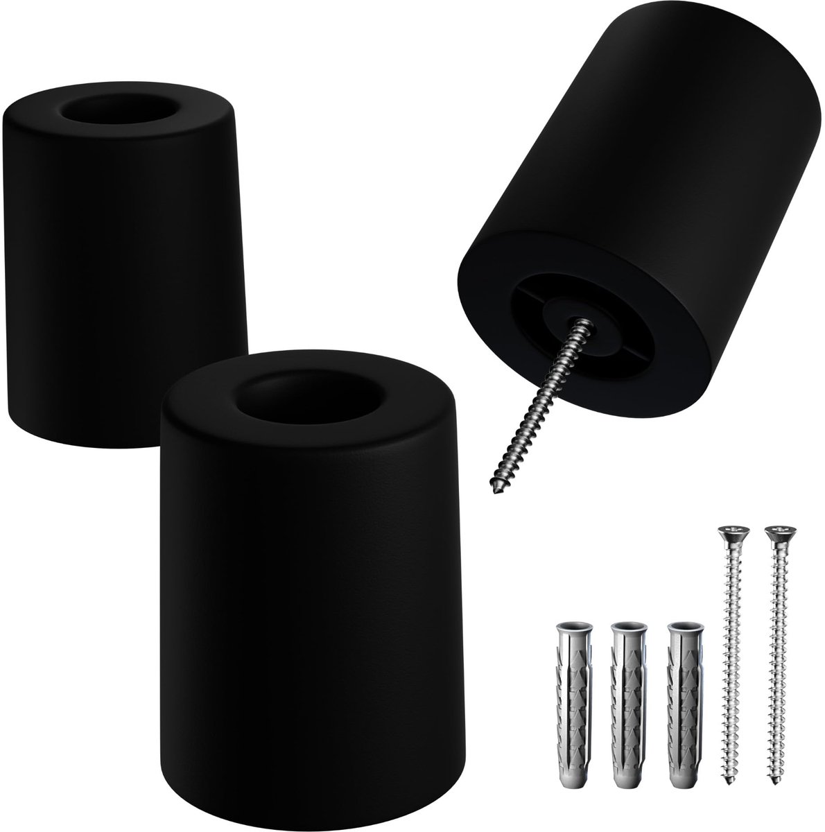 Deurstopper bodem van rubber - vloerdeurstopper Ø 40 mm x 50 mm - betrouwbare bescherming tegen aanslappende deuren - set van 3 in zwart