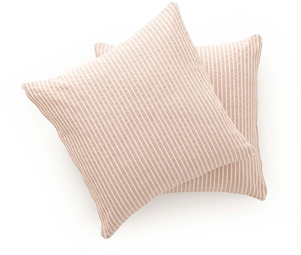 Set van 2 bankkussens, kussensloop 45 x 45 cm, decoratieve kussenhoes met gestreepte ritssluiting, binnen en buiten, kleur kaaskleurig