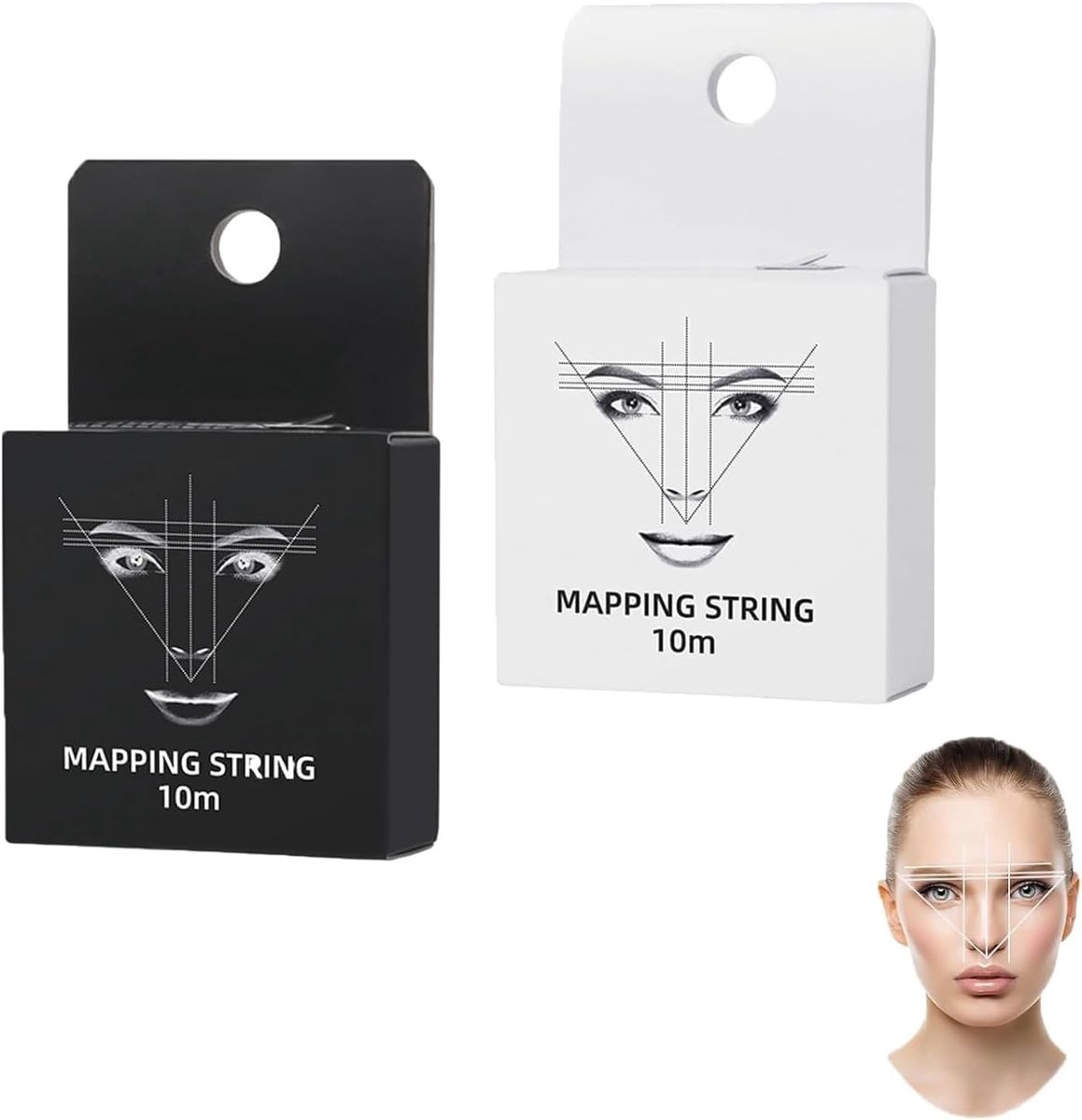 Precisie Draad voor Eyebrow Mapping, Microblading en Permanente Make-up, 1 mm x 10 m, Veilig en Veganistisch (Zwart & Wit)