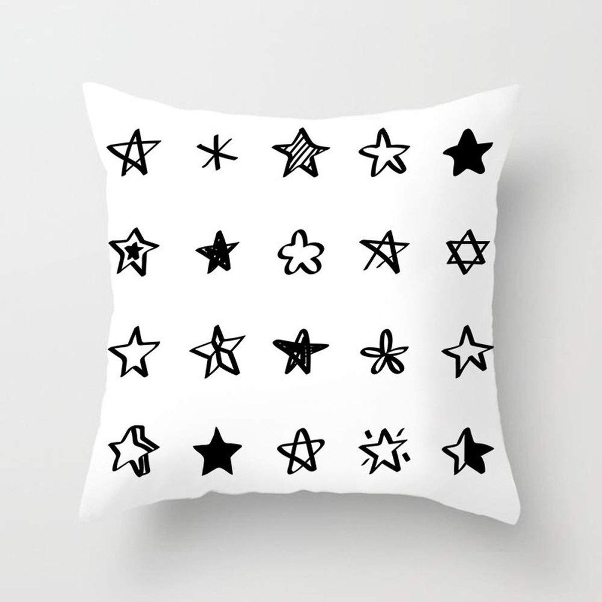 Kussenhoes Zwart En Wit Polyester Sierkussen Case Gestreepte Gestippelde Raster Driehoekige Geometrische Art Kussenhoes (45cm*45cm/18in*18in * 2 pcs,Colour 5)