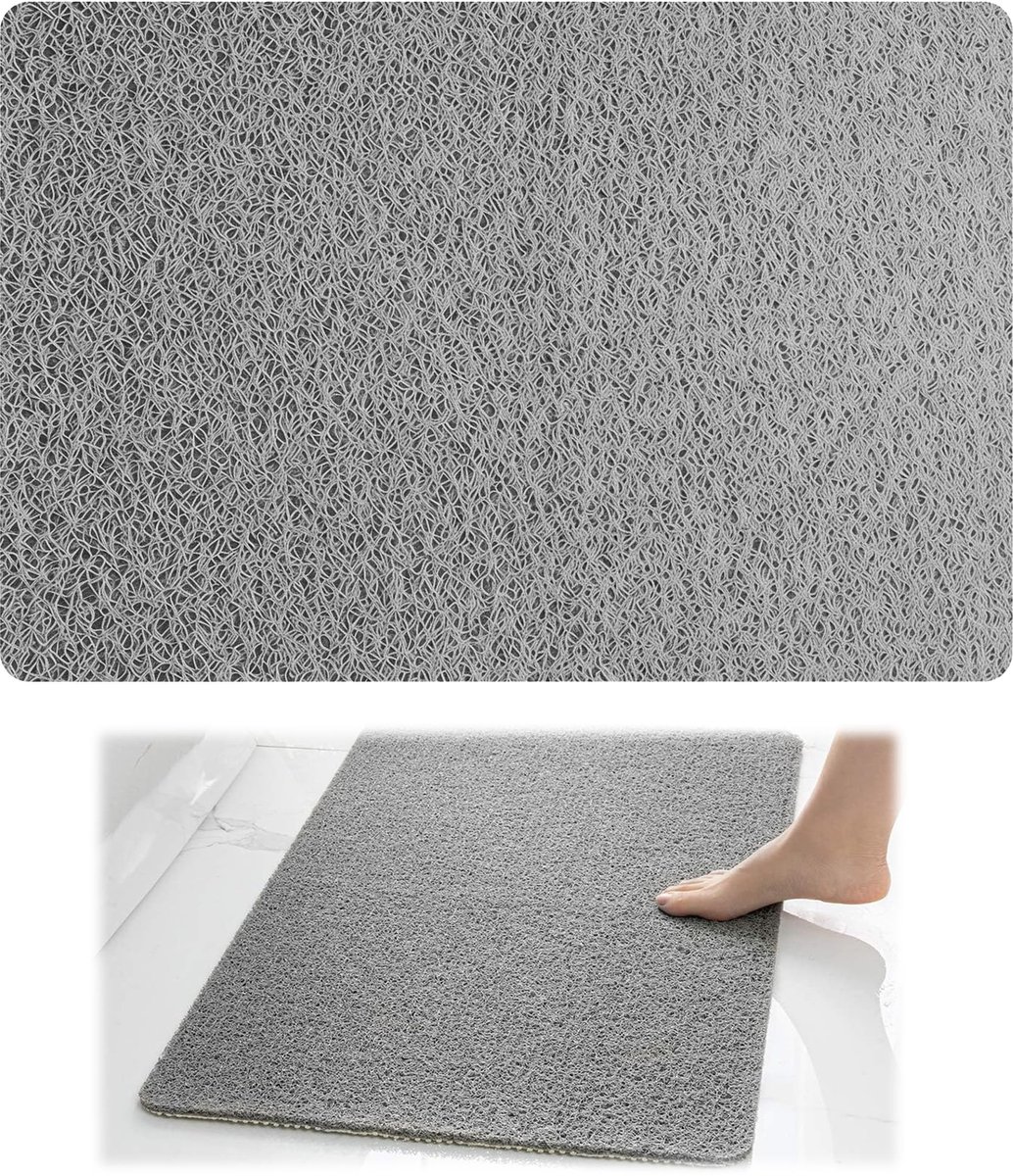 Antislip met Afvoergaten voor Badkamer, Grij (40 x 60 cm) | Veilige Badmat met Afvoer, Zacht Comfort PVC-Luffa Douchemat voor Bad, Antislip Badmat, Sneldrogende Douchemats