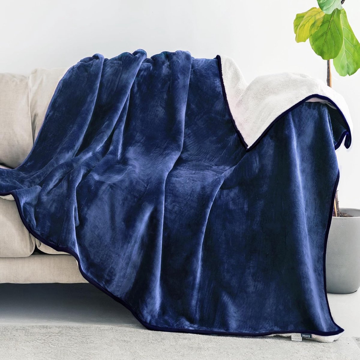 - Waterdichte hondendeken 100x120 cm - Omkeerbare waterdichte deken - Voor hondenmand en bank, van Sherpa-fleece - Wasbaar - Marineblauw