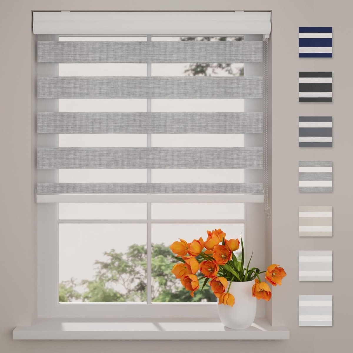 Rolgordijn Splendid Fiber - Lichtdoorlatend - Grey - 80 x 175 cm